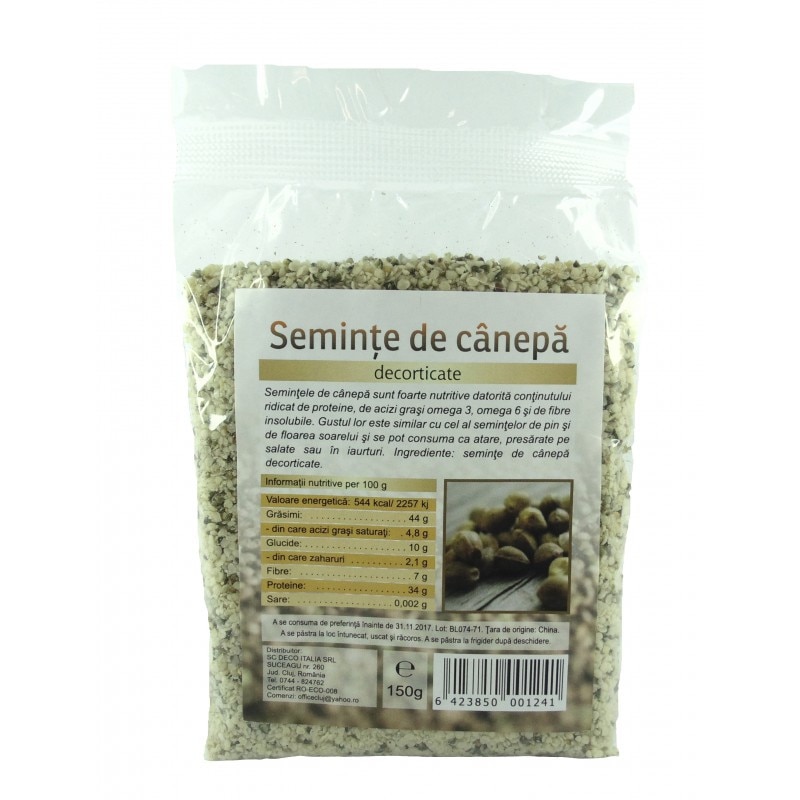 Seminte de canepa decorticate 150 g