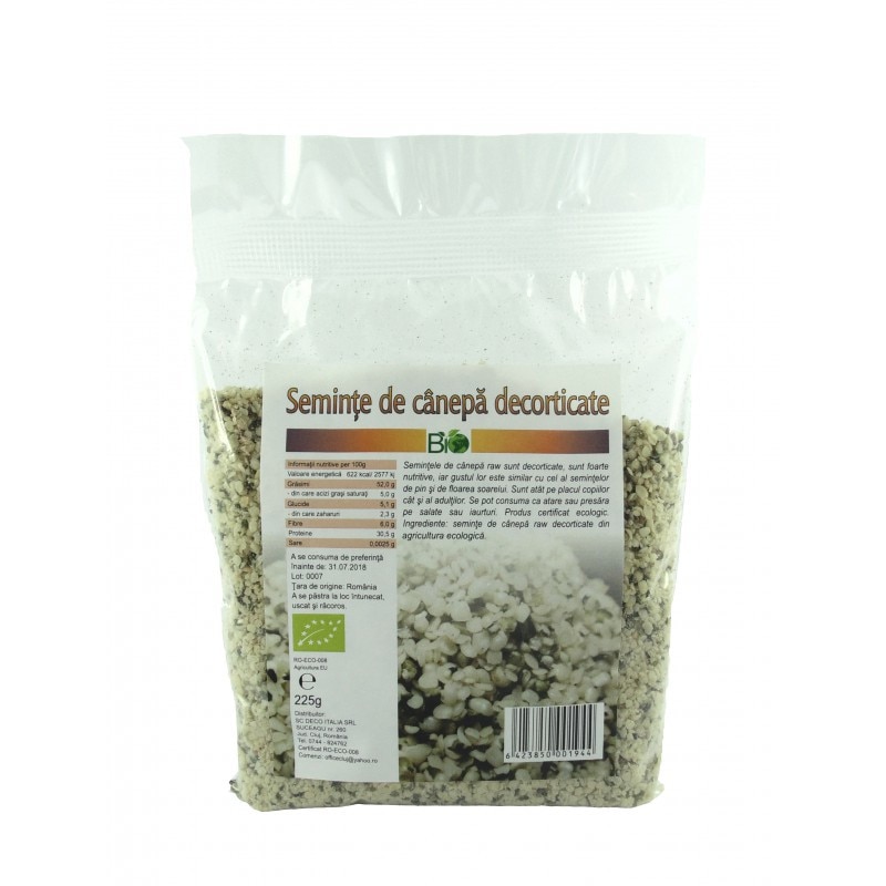 Seminte de canepa decorticate ECO 225 g