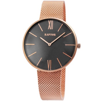 Ceas unisex, Raptor, bratara milaneza impletita, auriu, cadran gri, carcasa aurie Ceas unisex, Raptor, bratara milaneza impletita, auriu, cadran gri, carcasa aurie