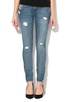 GUESS JEANS, Blugi skinny fit cu fermoar Marilyn 3, Albastru stins, W29-L31 GUESS JEANS, Blugi skinny fit cu fermoar Marilyn 3, Albastru stins, W29-L31