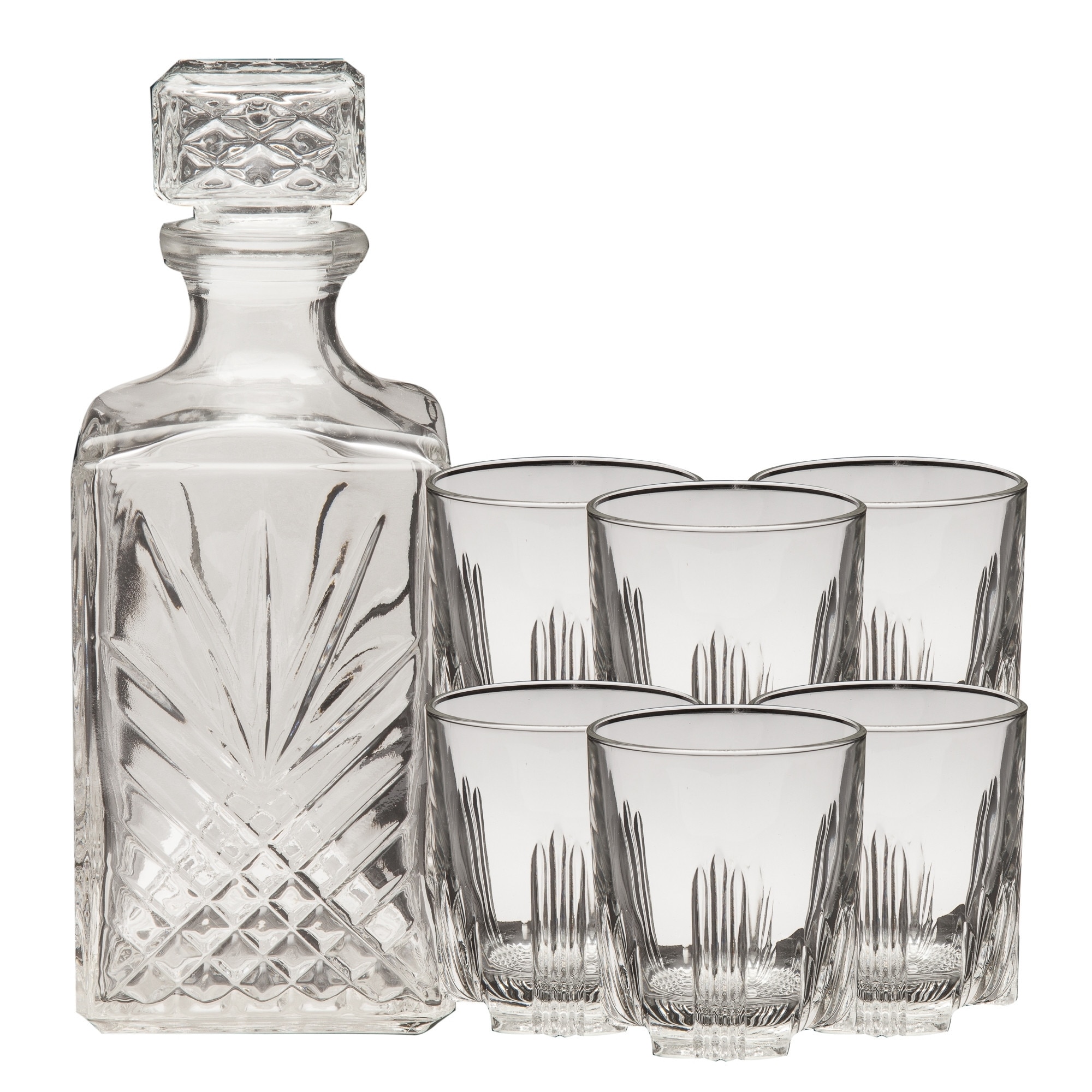 Set 6 pahare 280 ml whisky+1 sticla 1L Selecta Bormioli Rocco, 7 piese, Transparent