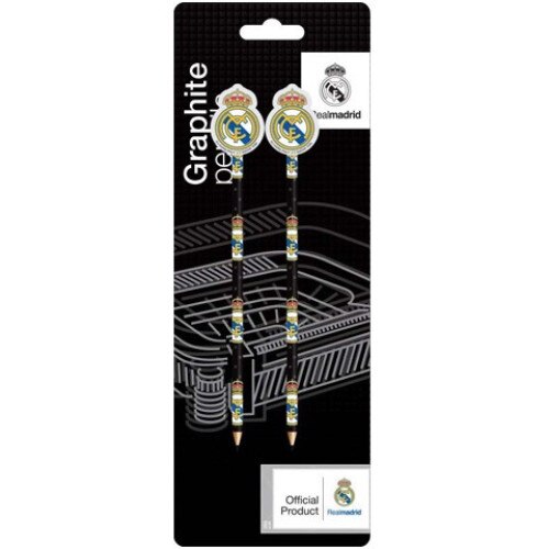Set 2 creioane grafit cu radiera FC Real Madrid