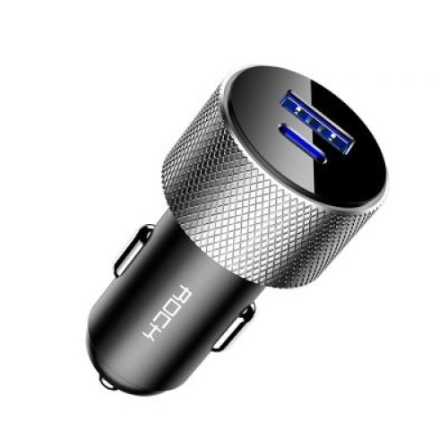 Alimentator auto universal Rockspace RCC0131, 1 x USB 5V-2.4A, 1 x Type-C Power Delivery, 30W, Negru