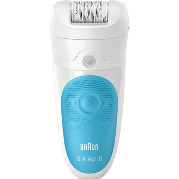 Epilator editie limitata Braun SE5-545GS, 28 de pensete, perie faciala, 3 accesorii, wet&dry, travel case, Alb/Bleu Epilator editie limitata Braun SE5-545GS, 28 de pensete, perie faciala, 3 accesorii, wet&dry, travel case, Alb/Bleu