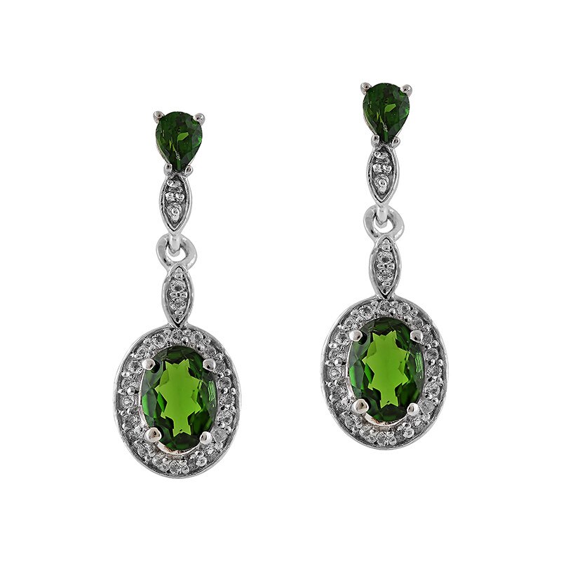 Cercei Fantazzia Argint 925 Cromdiopside, Topaz Alb E3729CDWT