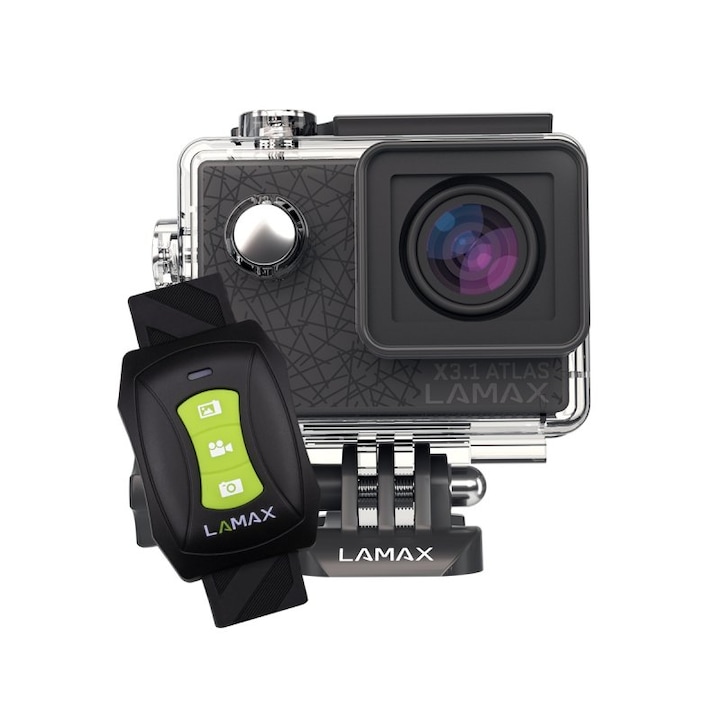 LAMAX Action X3.1 Atlas sportkamera, 4K, Full HD, 160 fokos látószög, 16 MP-es kamera, 2 TFT LCD kijelző, Wifi, 64 GB memóra bővíthetőség
