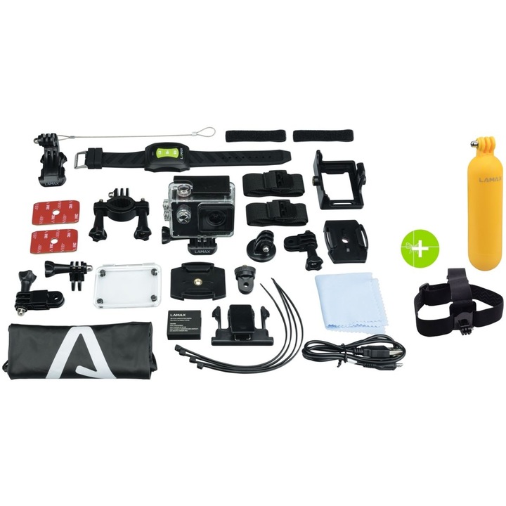 Camera video sport, Lamax, Action X7.1, Naos, 4K, Full HD, unghi de vizualizare de 170 de grade, 16 MP, ecran LCD TFT de 2 inchi, Wifi, memorie extensibila de 64 GB, Negru