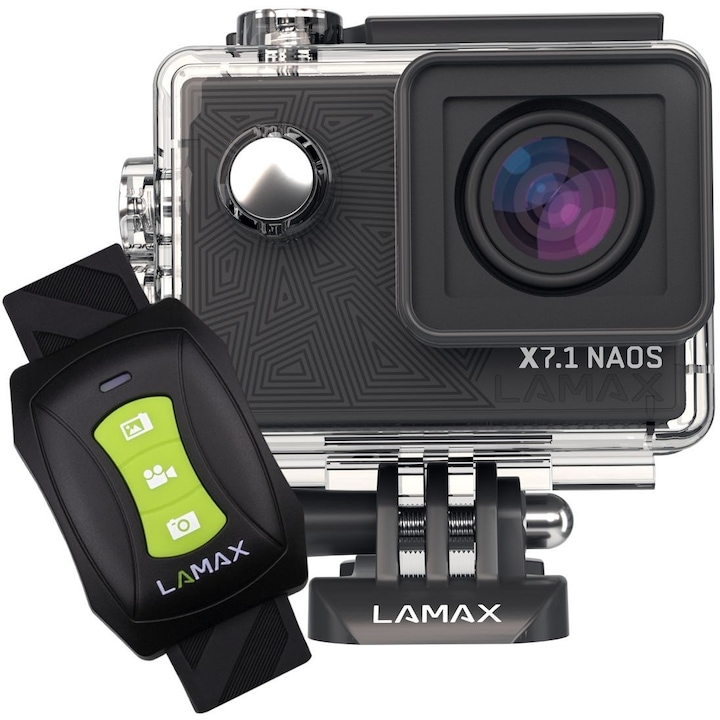 LAMAX Action X7.1 Naos sportkamera, 4K, Full HD, 170 fokos látószög, 16 MP-es kamera, 2 TFT LCD kijelző, Wifi, 64 GB memóra bővíthetőség