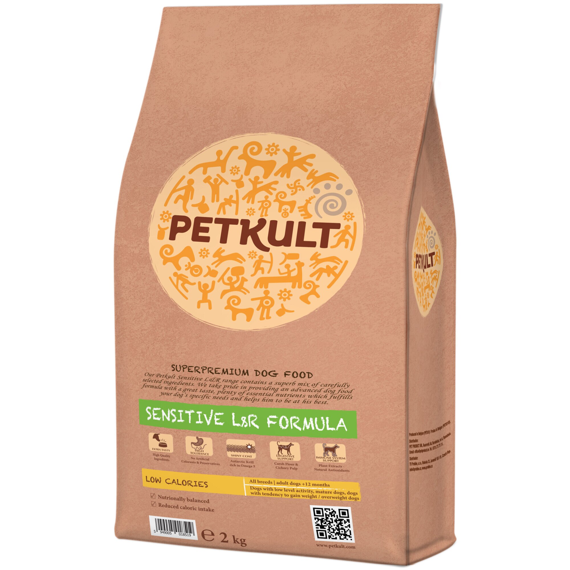 Hrana uscata pentru caini Petkult Sensitive Low Calories, Miel, 2 Kg