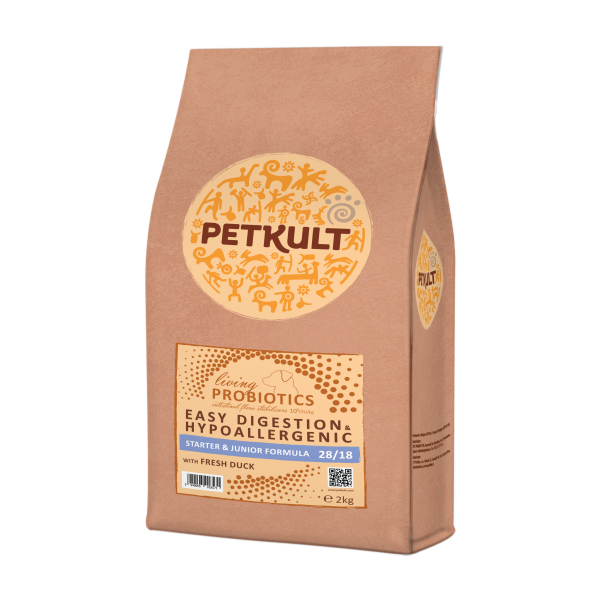 Hrana uscata pentru caini Petkult Probiotics Starter Junior, Rata, 2 Kg