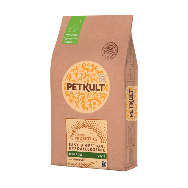 Hrana uscata pentru caini Petkult Probiotics Mini Adult, Rata, 8 Kg