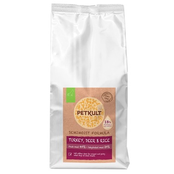 Hrana semi-umeda pentru caini Petkult Adult Talie Mica, Curcan si Caprioara, 5 Kg Hrana semi-umeda pentru caini Petkult Adult Talie Mica, Curcan si Caprioara, 5 Kg
