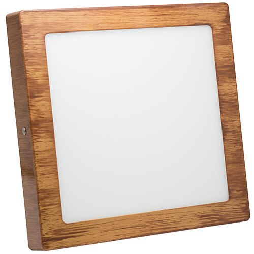 Aplica LED 24W patrata culoare maro teak 6000K lumina alb rece