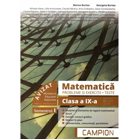Matematica Probleme Si Exercitii Teste Clasa A Ix A Semestrul I Profil Tehnic Autor Marius Burtea Emag Ro