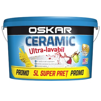 Vopsea ultra-lavabila de interior Oskar Ceramic, 5L, antibacteriana, Alb Vopsea ultra-lavabila de interior Oskar Ceramic, 5L, antibacteriana, Alb