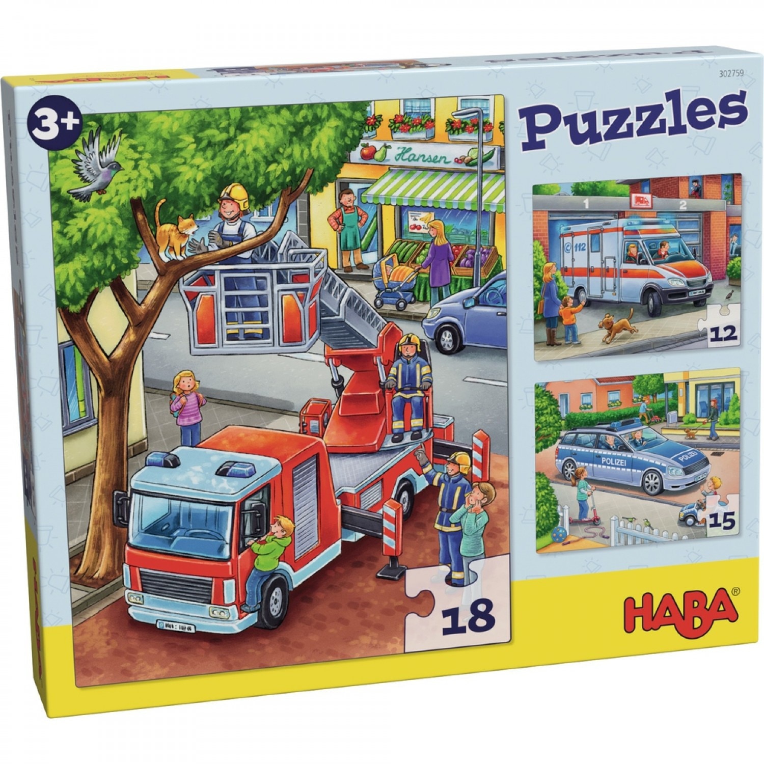 Puzzle Haba, Politia, pompierii si prietenii, 3ani+