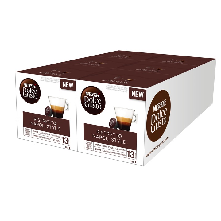 Комплект кафе капсули NESCAFÉ® Dolce Gusto® Ristretto Napoli Style, 6 кутии по 16 напитки