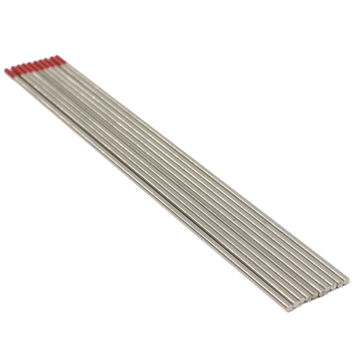 Electrozi wolfram tungsten WT20 Rosu, 2.4x175 mm, set 10 bucati