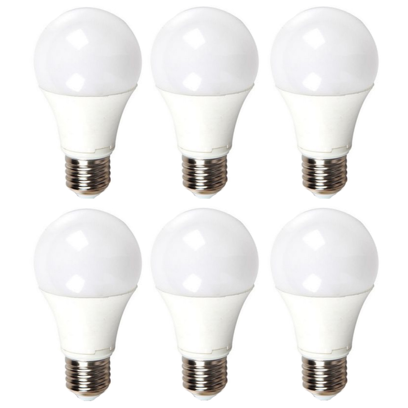 Set 6 becuri LED A60 E27 9W 6000K Alb Rece, 6 bucati/set