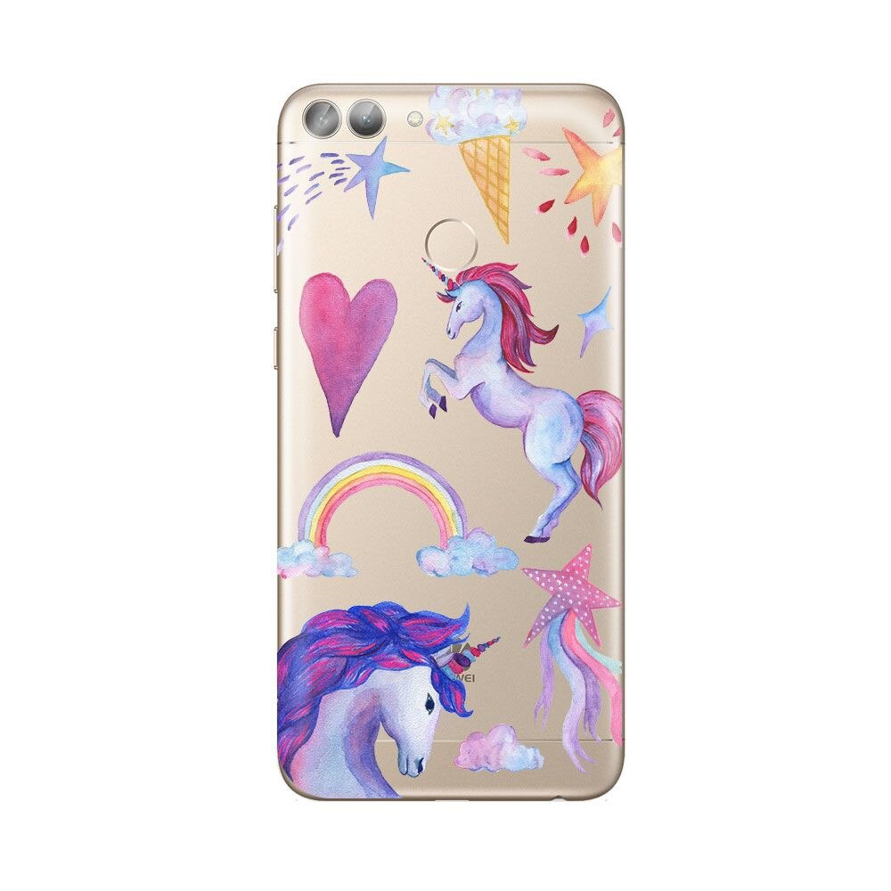 Husa Silicon Imprimat Lemontti Art pentru Huawei P Smart, Unicorn