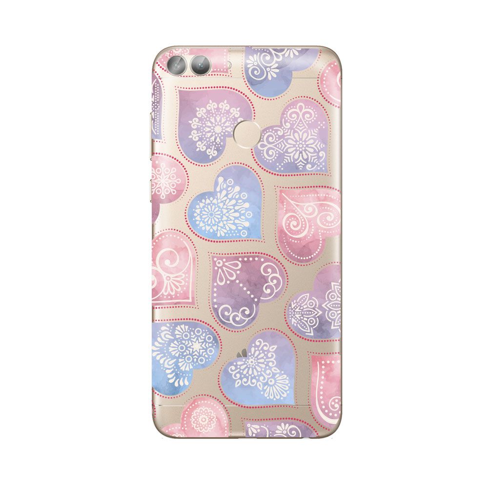 Husa Silicon Imprimat Lemontti Art pentru Huawei P Smart, Hearts