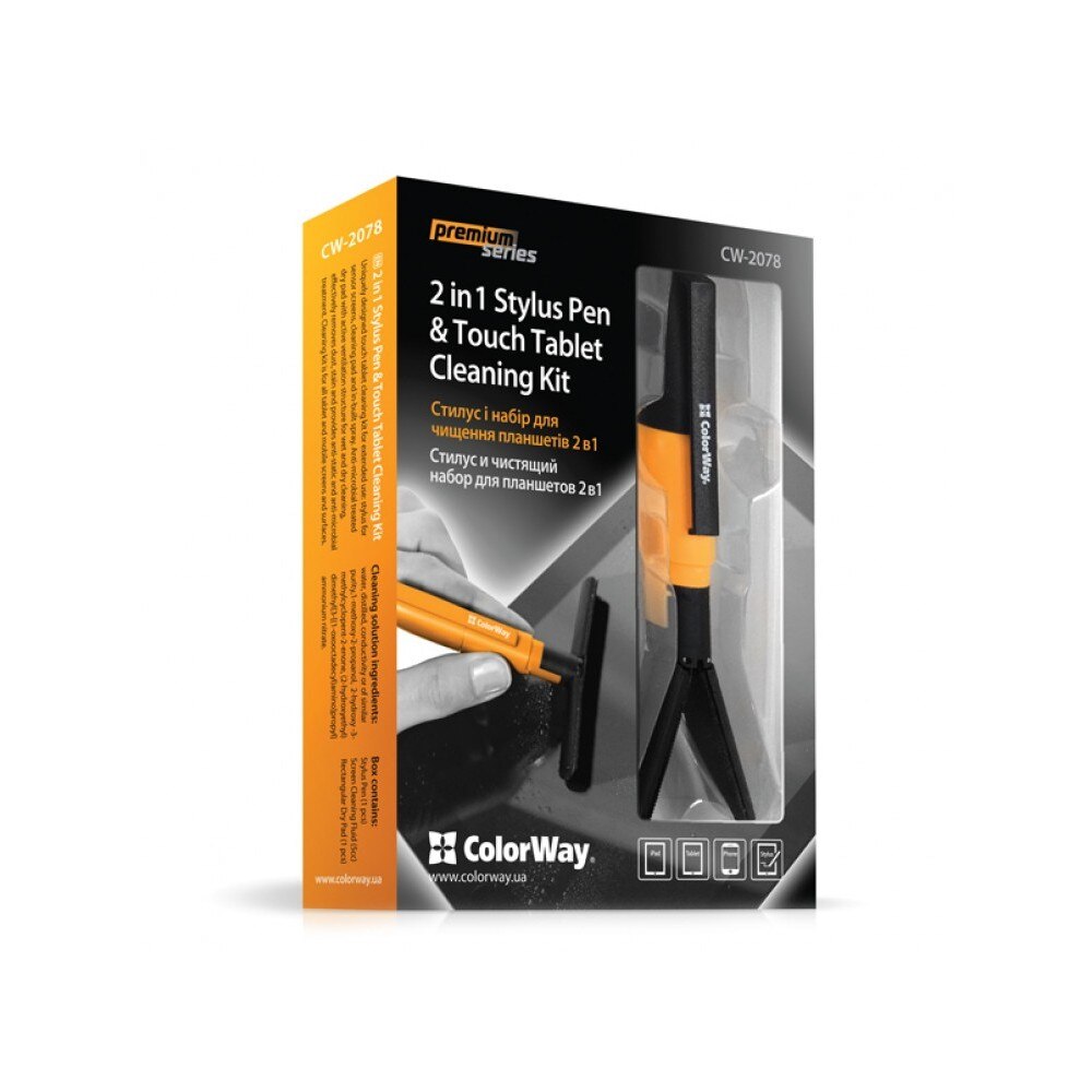 Kit de curatare 2 in 1 ColorWay CW-2078, include pensula si kit de curatare pentru dispozitive cu touch