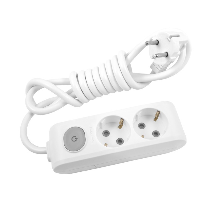 Prelungitor Panasonic X-tendia, 2 prize, 3m, intrerupator, Alb