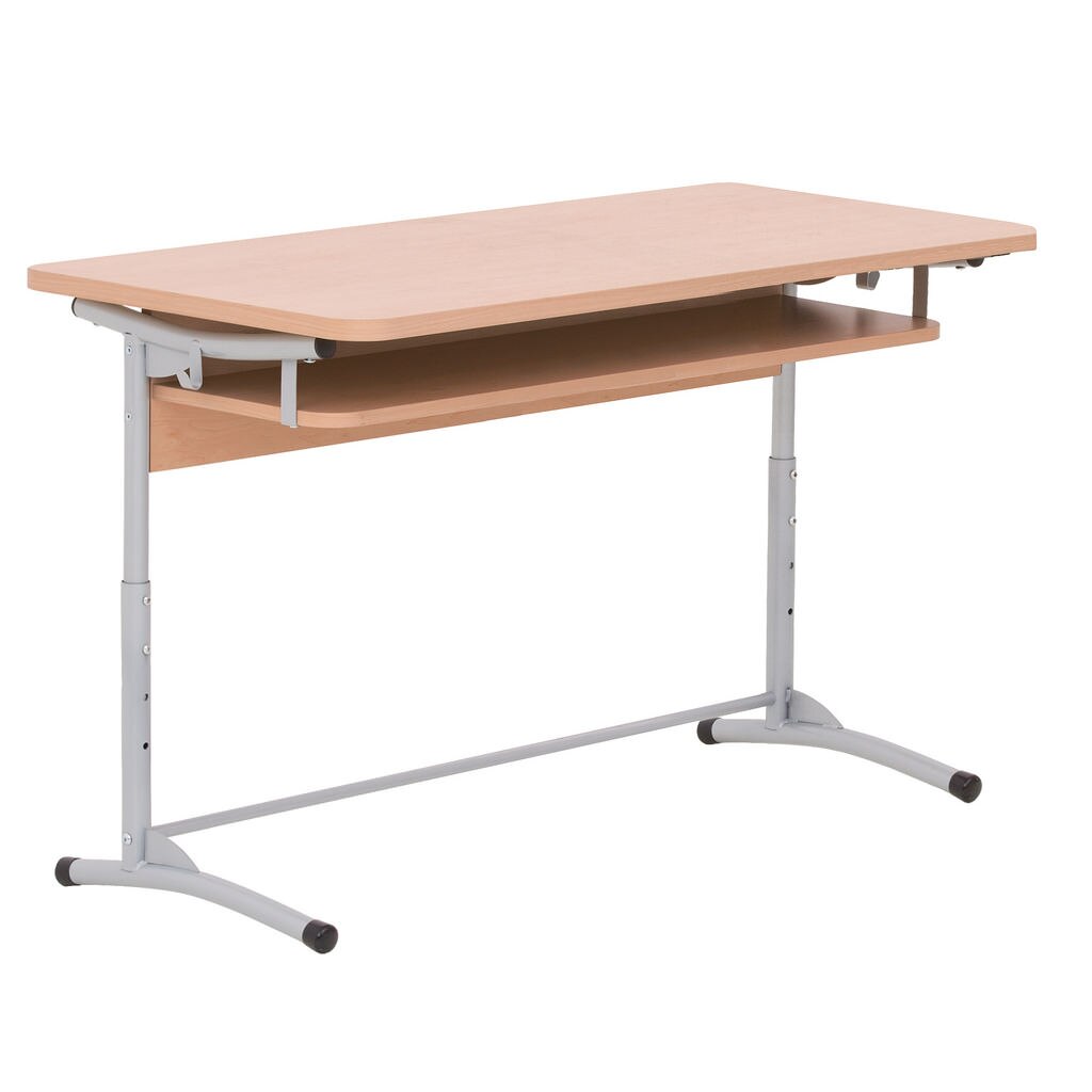 Birou / Banca scolara E-172A Alu, 2 persoane, Fag