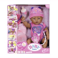 Papusa Zapf Baby Born - Fetita interactiva, corp moale, mov, 43 cm, 11 accesorii