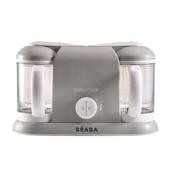 Aparat 4in1 pentru prepararea hranei bebelusilor Beaba Babycook Plus, 2x vas 1100ml, fara BPA, Gri Aparat 4in1 pentru prepararea hranei bebelusilor Beaba Babycook Plus, 2x vas 1100ml, fara BPA, Gri