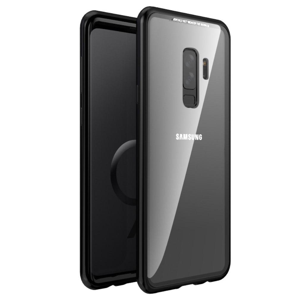 Husa Samsung Galaxy S9 Plus - Cadru metalic cu magneti de prindere, spate din sticla securizata, neagra