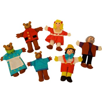 Set 6 marionete pentru deget, Pinochio si Bucle aurii Set 6 marionete pentru deget, Pinochio si Bucle aurii