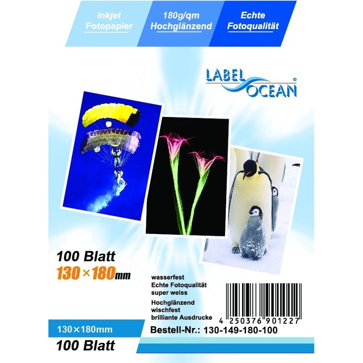 100 db fotópapír készlet 13x18 cm LabelOcean Premium High Glossy 180g