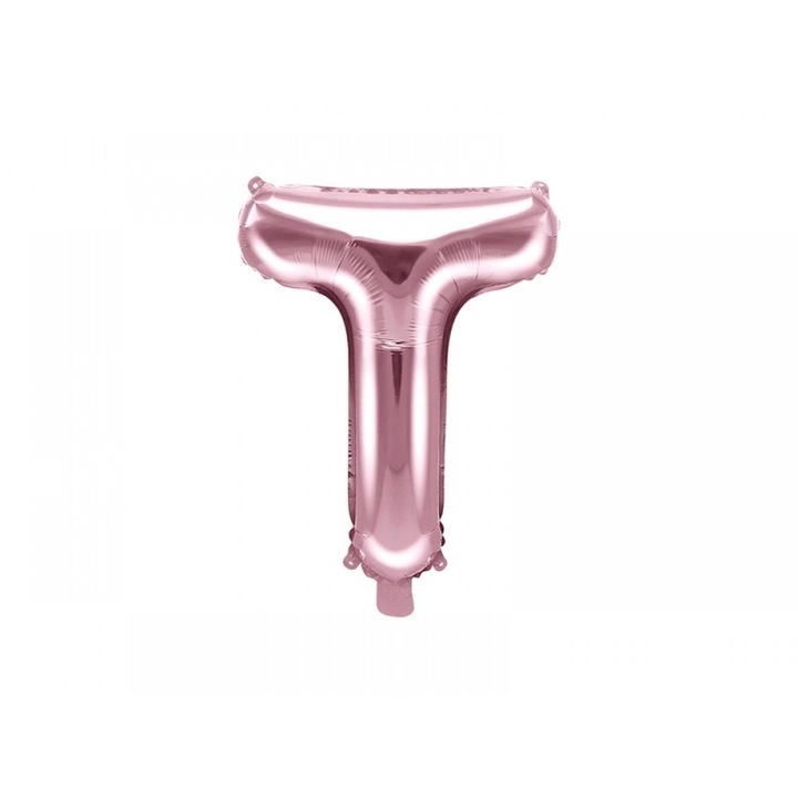 Балон от метално фолио буква Т, розово злато, 35см