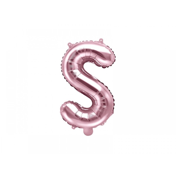 Fémfólia ballon S betű, Rose Gold, 35cm