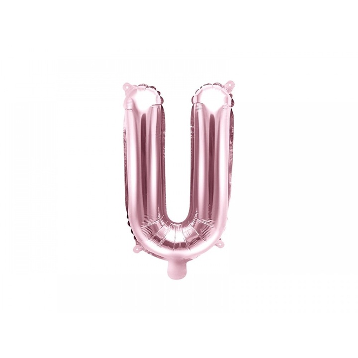 Метален фолиен балон с буква U, розово злато, 35 см