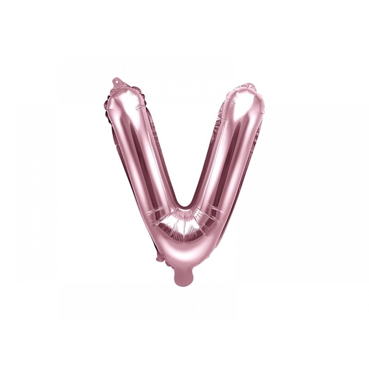 Fém fólia lufi V betű, Rose Gold, 35cm