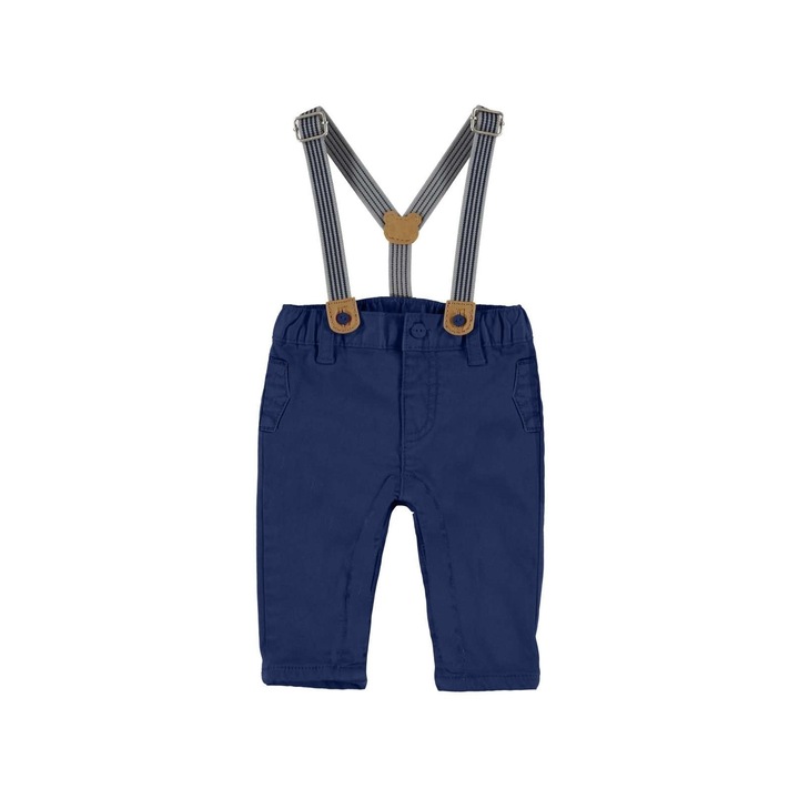 Pantaloni lungi Mayoral cu bretele pentru bebe baiat, Bleumarin, 75 CM