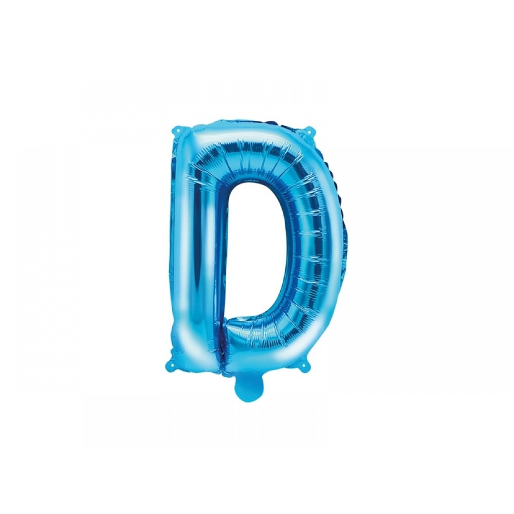 Balon folie metalizata litera D, Albastru, 35cm