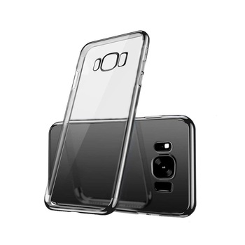 Husa Samsung Galaxy S8, Silicon ultraslim, cu spate transparent si cadru, Negru Husa Samsung Galaxy S8, Silicon ultraslim, cu spate transparent si cadru, Negru