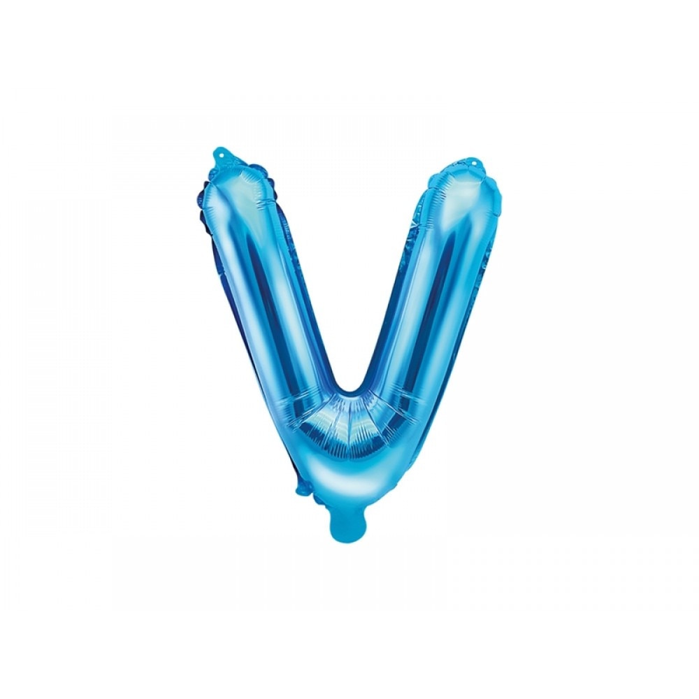 Balon folie metalizata litera V, Albastru, 35cm
