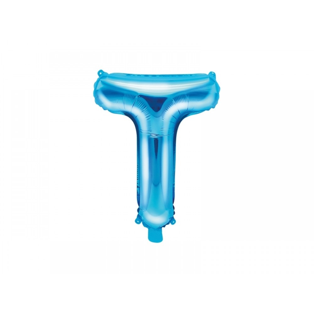 Balon folie metalizata litera T, Albastru, 35cm