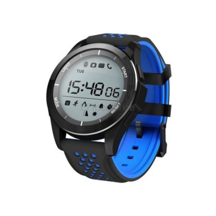 Ceas Smartwatch sport Fast 3, conectivitate prin bluetooth , rezistent la apa , display OLED , barometru , vibratie , culoare Negru-Albastru