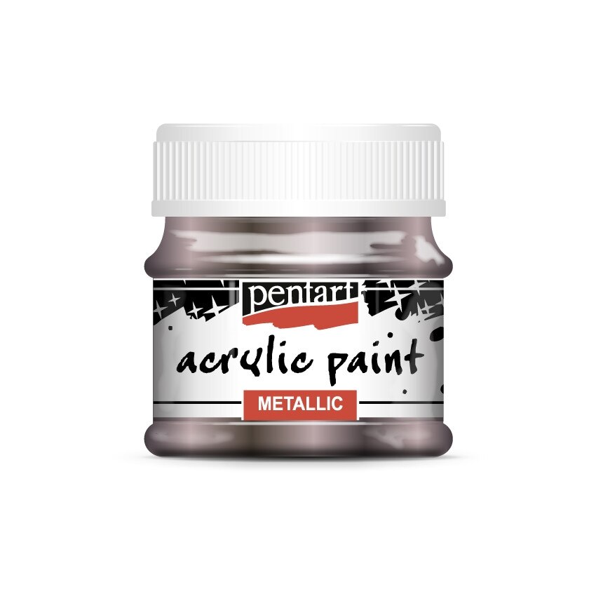Vopsea acrilica metalizata lucioasa pe baza de apa Pentart - mov, 50 ml