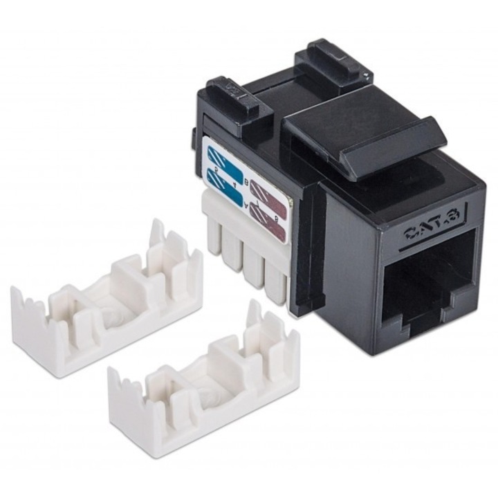 Keystone Intellinet модул, RJ45, UTP, KAT6, черен