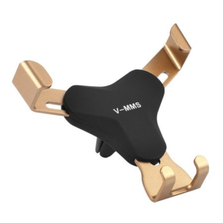 Suport Auto de Grila Pentru Telefoane cu 3 Brate V-MMS, Auriu