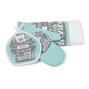 Set 3 piese bucatarie, 100% bbc, briosa azur Set 3 piese bucatarie, 100% bbc, briosa azur