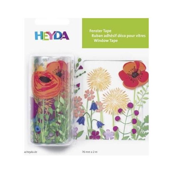 Banda adeziva decorativa pentru ferestre Heyda-75mm x 2 m-Flowers