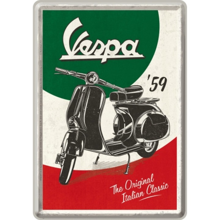 Placa metalica decor 10x14 cm "Vespa Italian Classic"