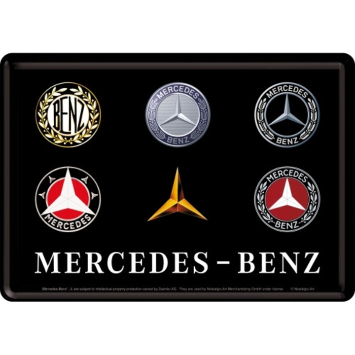 Placa metalica decor 10x14 cm "Mercedes-Benz Logo Evolution"
